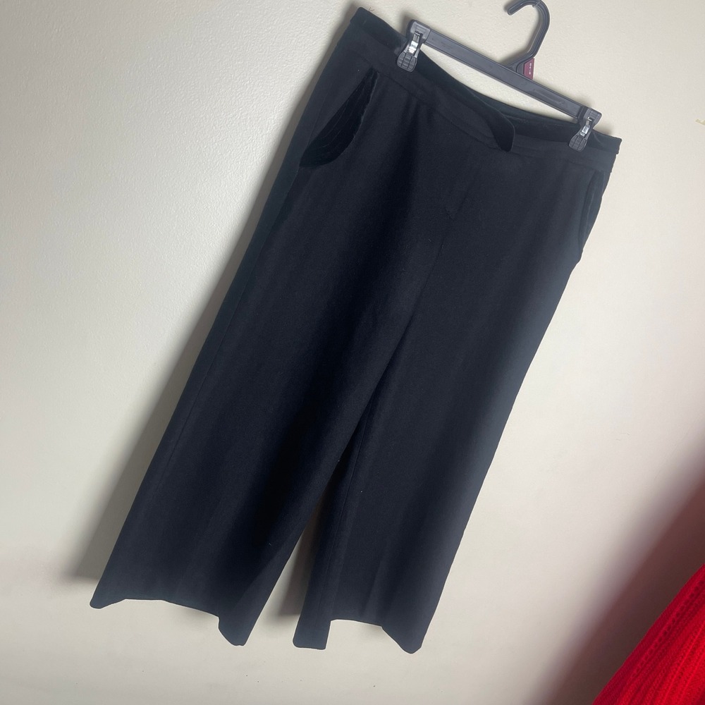 Yarn Korean Brand Black Wide Leg Trousers Velvet Trim Size 88 Large - Picture 3 of 13